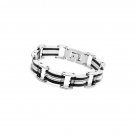 Stainless Steel And Rubber Link Bracelet