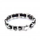 Stainless Steel And Rubber Cross Pattern Bracelet