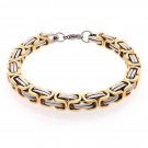 Stainless Steel Gold 2 Tone Byzantine Curb Bracelet