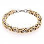 Stainless Steel Gold 2 Tone Byzantine Curb Bracelet