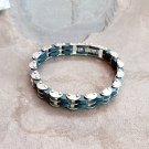 Stainless Steel And Rubber Bike Chain Pattern Bracelet