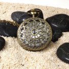 Steampunk Pocket Watch Necklace With Chain Webbed Design