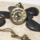 Steampunk Pocket Watch Necklace With Chain Scallop Window