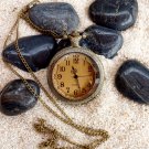 Steampunk Pocket Watch Necklace With Beveled Amber Glass