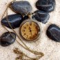 Steampunk Pocket Watch Necklace With Beveled Amber Glass
