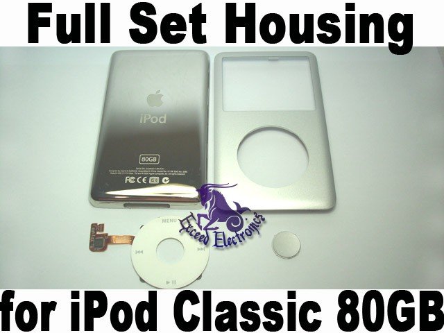 Genuine OEM Silver Full Set Housing Fascia Cover Clickwheel Button for iPod 6th Gen Classic 80GB