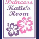 Personalized PRINCESS w/HIBISCUS Kids Bedroom Door SIGN
