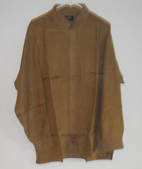 Long Sleeve Brown Mens Silk Shirt Size L NIB