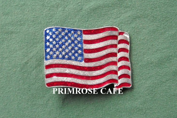 Vintage 50 stars American flag belt buckle