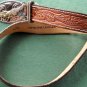 Vintage Women's 30" Leather Belt Silver Gold Finish Buckle