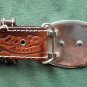 Vintage Women's 30" Leather Belt Silver Gold Finish Buckle