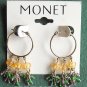 Monet Beaded Silver Color Pierced Earrings
