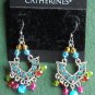 Catherines silver color rhinestone beaded pierced earrings