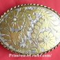 Gold And Silver Colored Flower Design Metal Belt Buckle