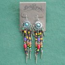 Lucky Brand Silver Gold Tone Long Tribal Beaded Dangle Earrings Lucky Brand Silver Gold Tone Long Tribal Beaded Dangle Earrings