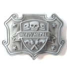 Heavy Metal Skull And Guns Pewter Metal Belt Buckle Heavy Metal Skull And Guns Pewter Metal Belt Buckle