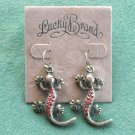Lucky Brand Antiqued Bronze Tone Dangle Red Gecko Lizards Earrings Lucky Brand Antiqued Bronze Tone Dangle Red Gecko Lizards Earrings