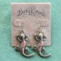Lucky Brand Antiqued Bronze Tone Dangle Red Gecko Lizards Earrings