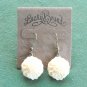 Lucky Brand Bronze Tone Dangle White Love Carved Flower Earrings