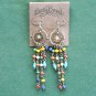 Lucky Brand Brass Tone Retro Dangle Flower Beads Tassel Earrings