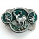 White Tailed Deer 3D Pewter Trophy Belt Buckle