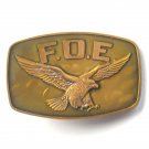 F.O.E. Fraternal Order Of Eagles Brass Color Belt Buckle F.O.E. Fraternal Order Of Eagles Brass Color Belt Buckle