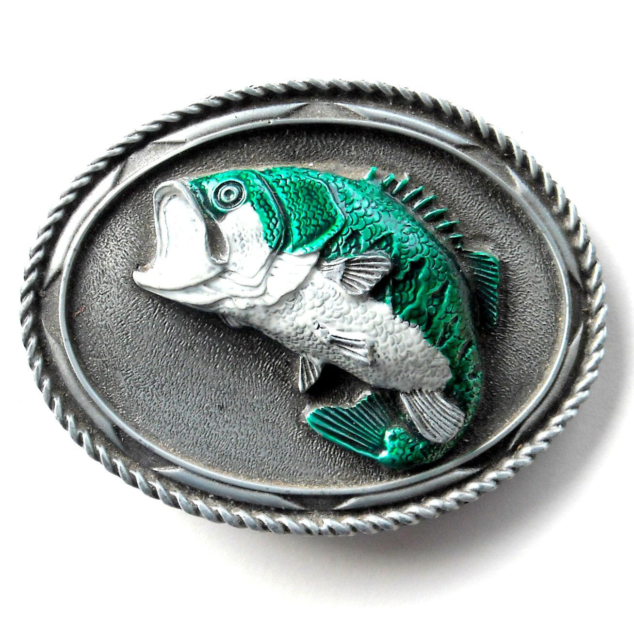 Raintree Large Mouth Bass 3D Mens Pewter Belt Buckle