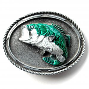 Large Mouth Bass 3D Mens Pewter Belt Buckle