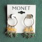Monet Beaded Silver Color Pierced Earrings