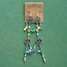 Lucky Brand Silver Tone Beaded Love Peace Earrings NWT