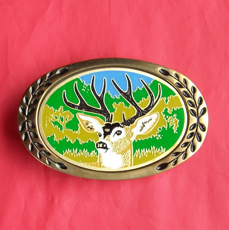 Heritage Solid Brass 5 Point Deer Belt Buckle