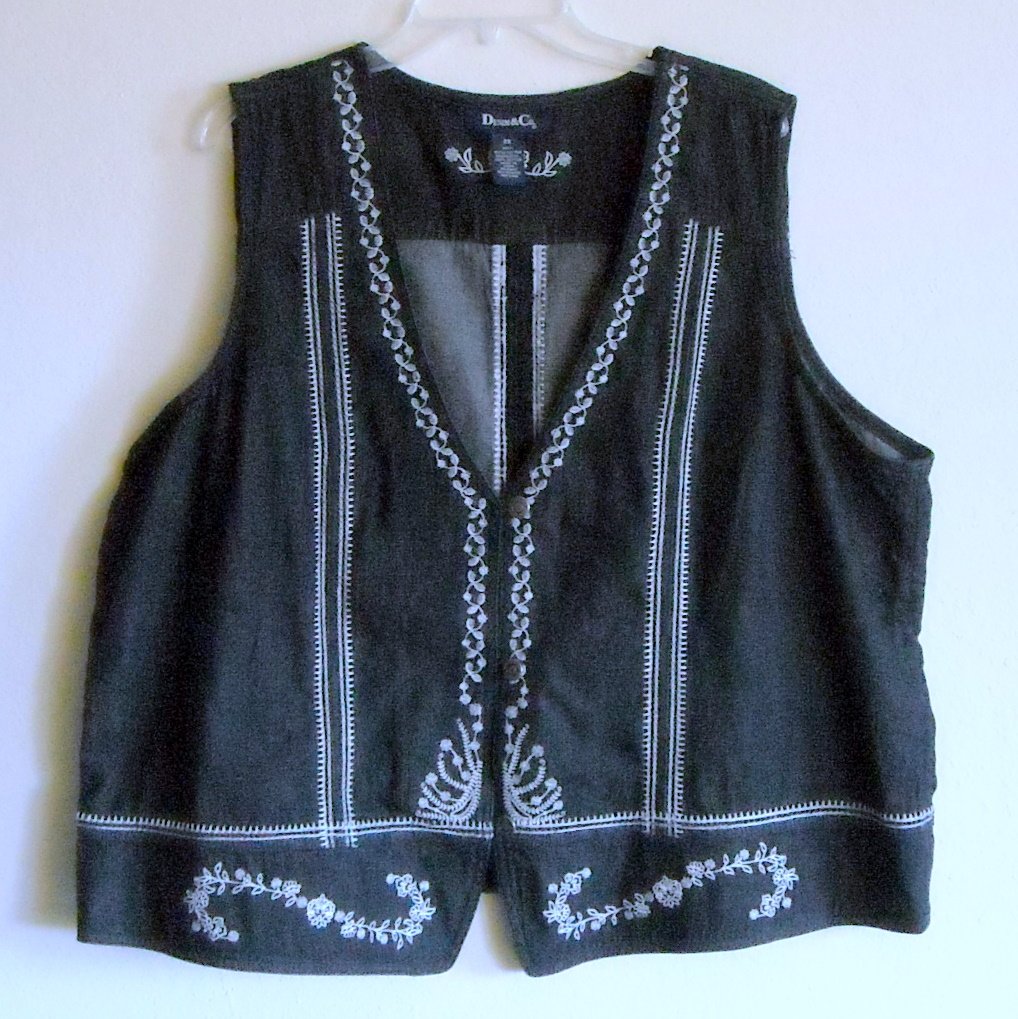 Denim & Co Womens Embroidered Vest Size 2X