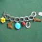 Lucky Brand Silver Tone Bird Butterfly Semi Precious Stone Charm Bracelet