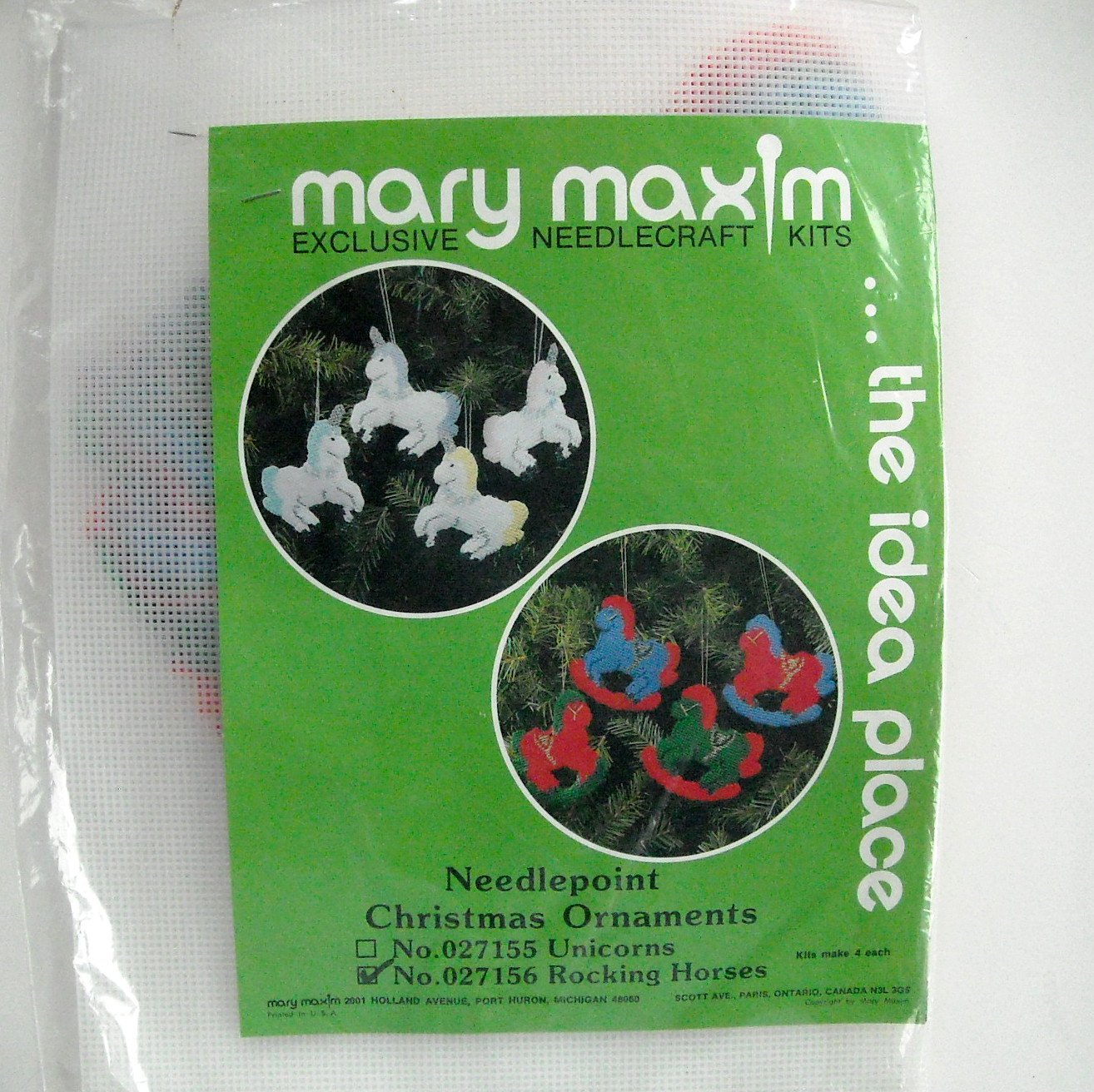 Christmas Needlepoint Rocking Horses Mary Maxim Ornament Kit No 027156
