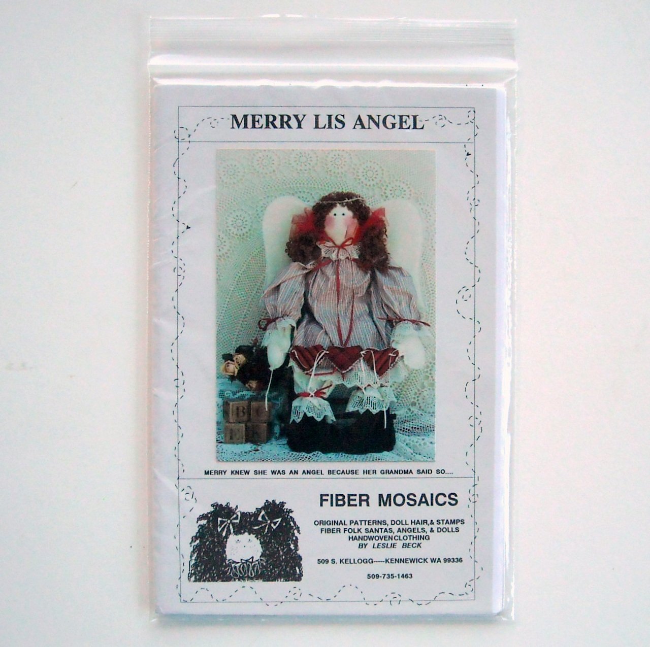 Fiber Mosaics Merry Lis Angel Doll Crafts Pattern FM29