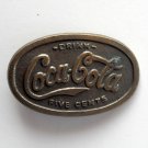 Vintage Coca Cola Five Cents Brass Color Belt Buckle