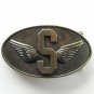 Vintage Big S Wings Brass Color Belt Buckle