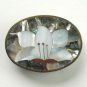 Abalone Wood Flower Inlay Vintage Brass Color Belt Buckle