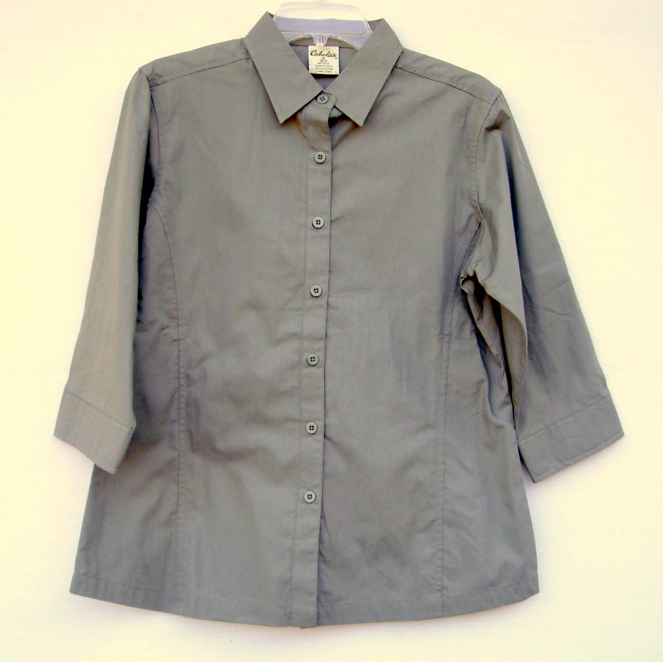 Cabelas Womens Sage Green 3/4 Sleeve Shirt Size M