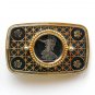 1970s Unique Western Square Dancing Brass Metal Alloy Vintage Belt Buckle