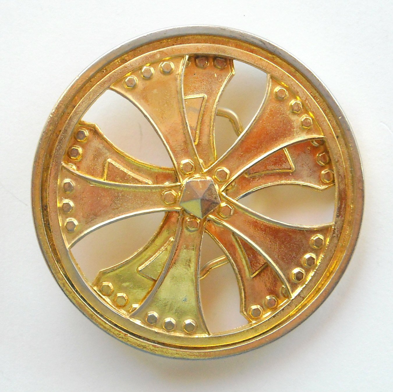 Silver Star Spinner Brass Metal Alloy Belt Buckle