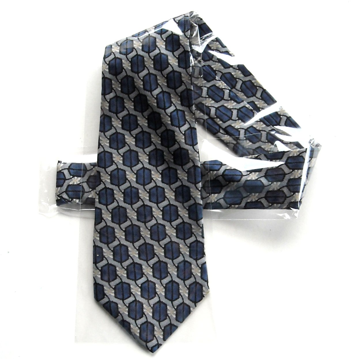 Barrington Blue Design Mens Silk Necktie Tie
