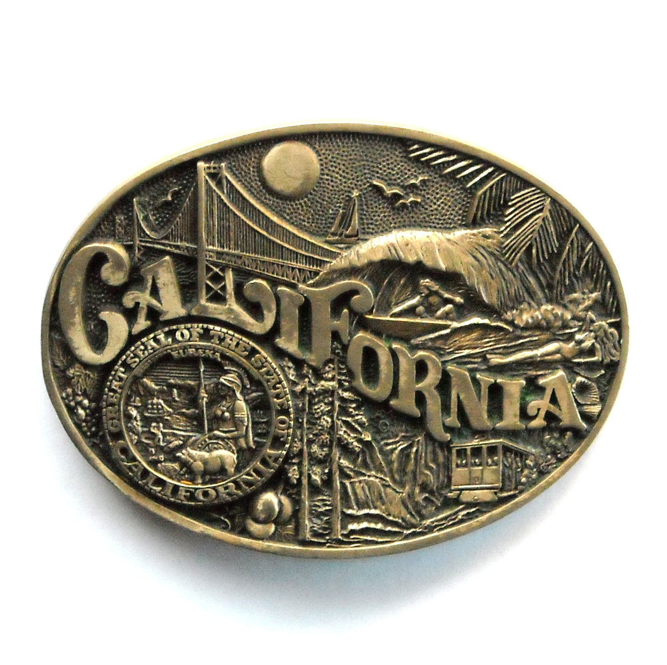 State Of California Award Design First Edition brass used belt buckle