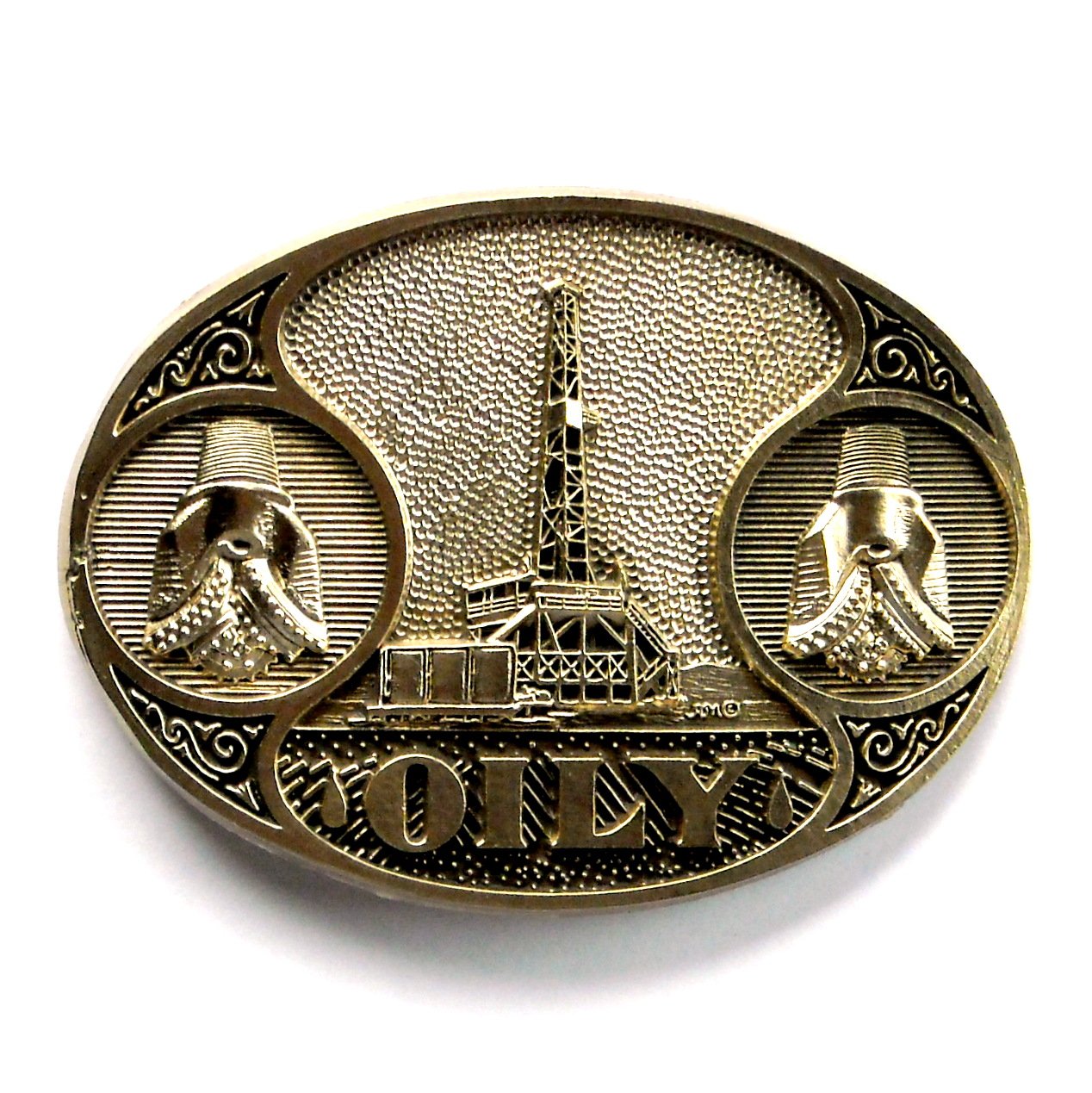 Oil Derrick OILY Award Design Brass Belt Buckle
