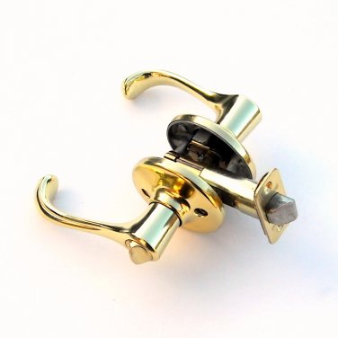 Kwikset Dorian Polished Brass Privacy Lever Right or Left Handed Kwikset Dorian Polished Brass Privacy Lever Right or Left Handed