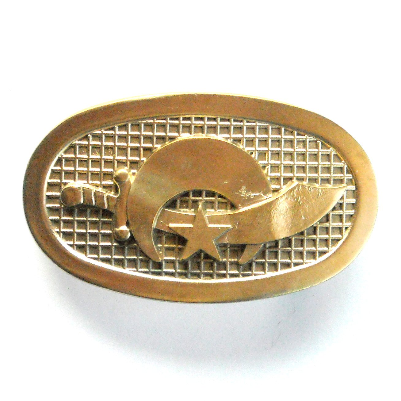 Mystic Shrine Scimitar Crescent Star Solid Brass Belt Buckle