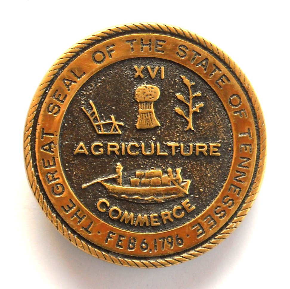 Tennessee State Seal Vintage Heritage Mint K A768 Solid Brass Round