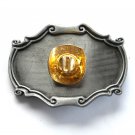 Golden 3D Cowboy Hat Unisex Metal Belt Buckle