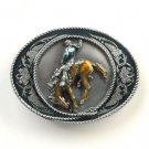 Bucking Horse Rodeo Cowboy 3D Vintage Siskiyou Pewter Belt Buckle
