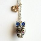 Betsey Johnson Ivy League Skull Gold Tone Necklace